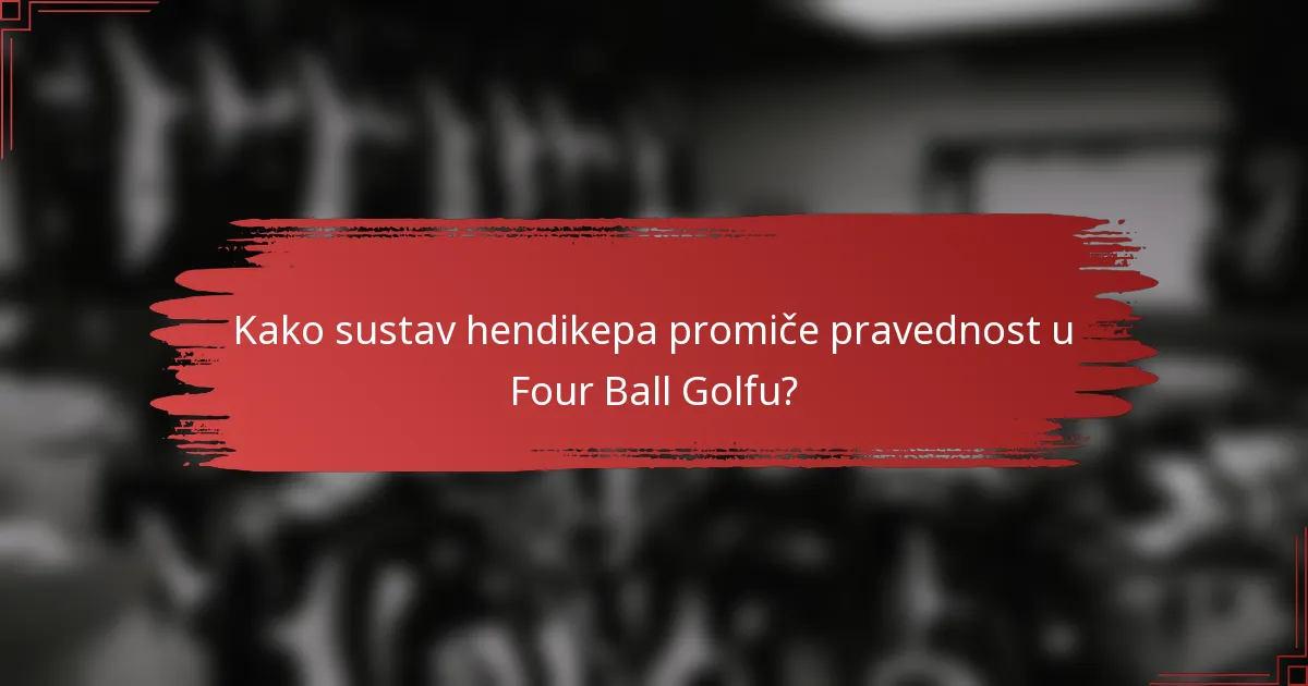 Kako sustav hendikepa promiče pravednost u Four Ball Golfu?