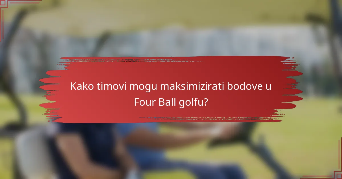 Kako timovi mogu maksimizirati bodove u Four Ball golfu?