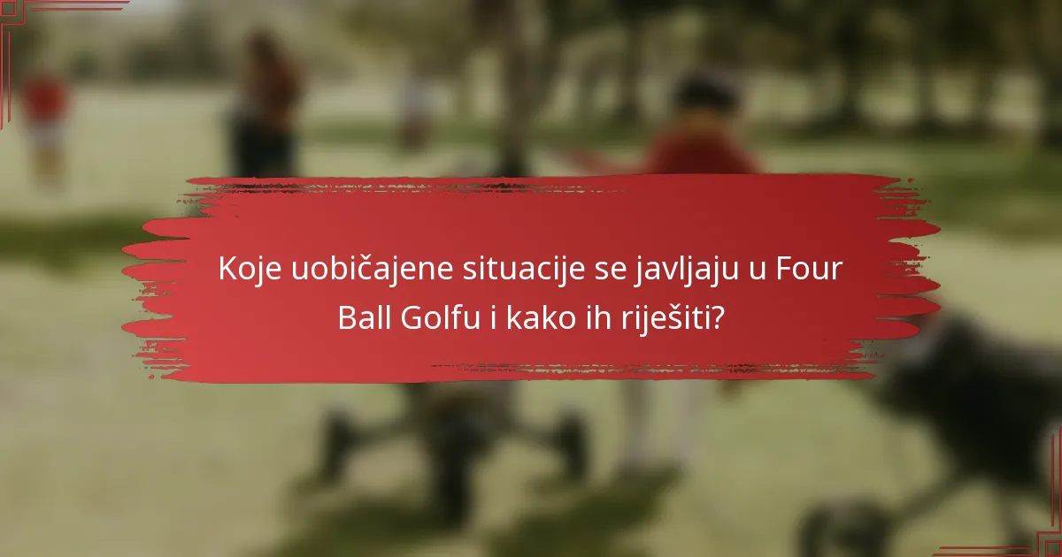 Koje uobičajene situacije se javljaju u Four Ball Golfu i kako ih riješiti?